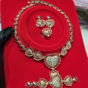 Alternative view of 4-Piece Filigree Heart & Petal Statement Jewelry Set - Gold