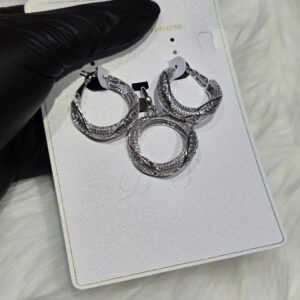 Alternative view of Silver Twisted Infinity Hoop Earrings & Pendant Set – Crystal Pavé