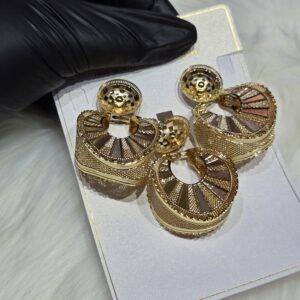 Alternative view of 3-Piece Tri-Tone Fan Filigree Jewelry Set – Luxury Gold Finish