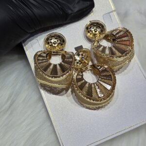 3-Piece Tri-Tone Fan Filigree Jewelry Set – Luxury Gold Finish