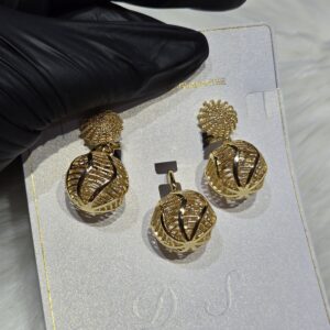 Alternative view of Dainty Crystal Bow Necklace & Stud Earring Set – Gold Finish