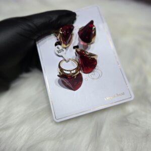 Alternative view of Scarlet Geometric Crystal Jewelry Set – Gold & Ruby Red