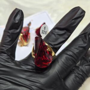 Scarlet Geometric Crystal Jewelry Set – Gold & Ruby Red