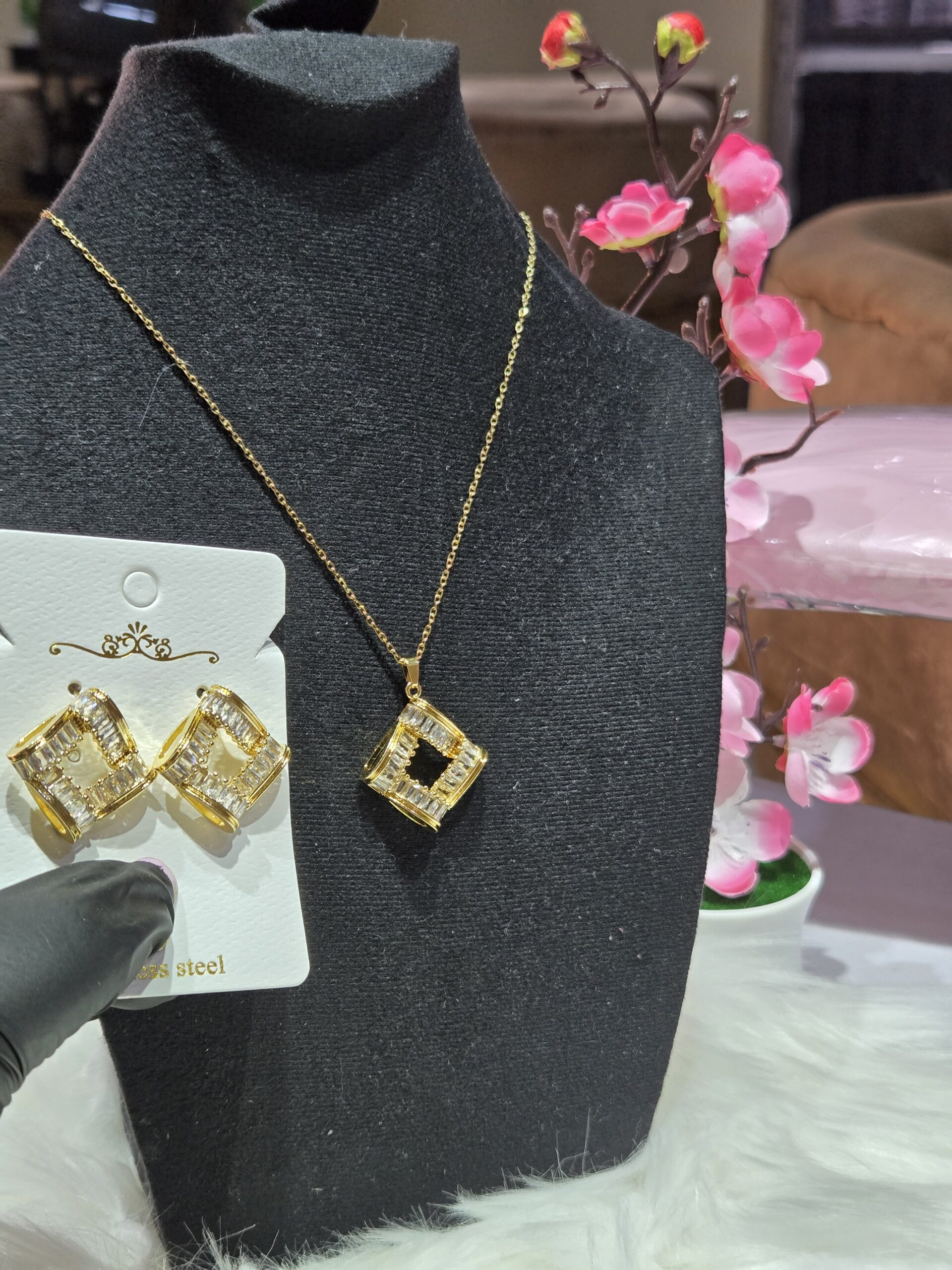 Square-Cut Clear Crystal Jewelry Set