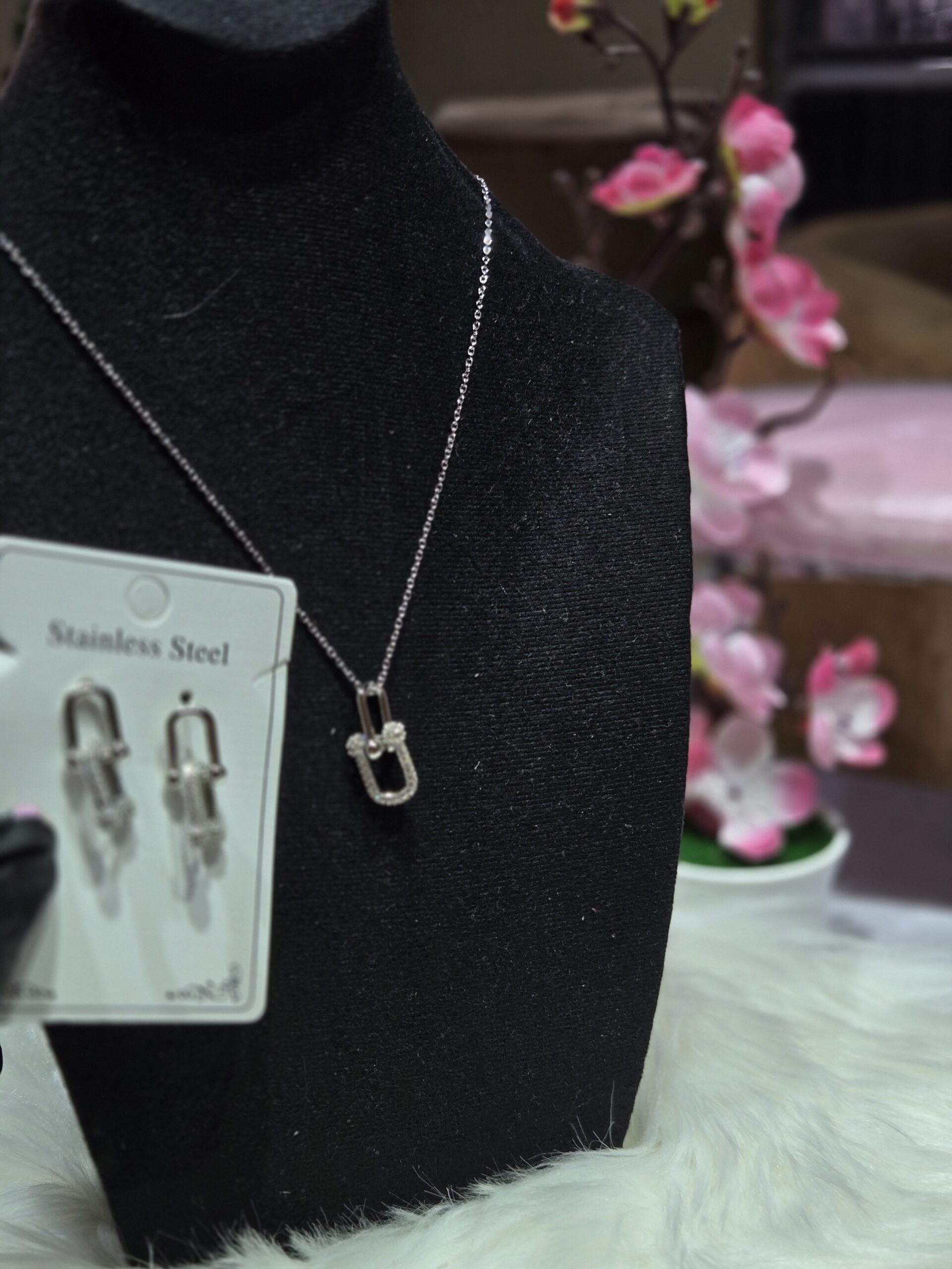 Silver Minimalist Hook Statement Jewelry Set